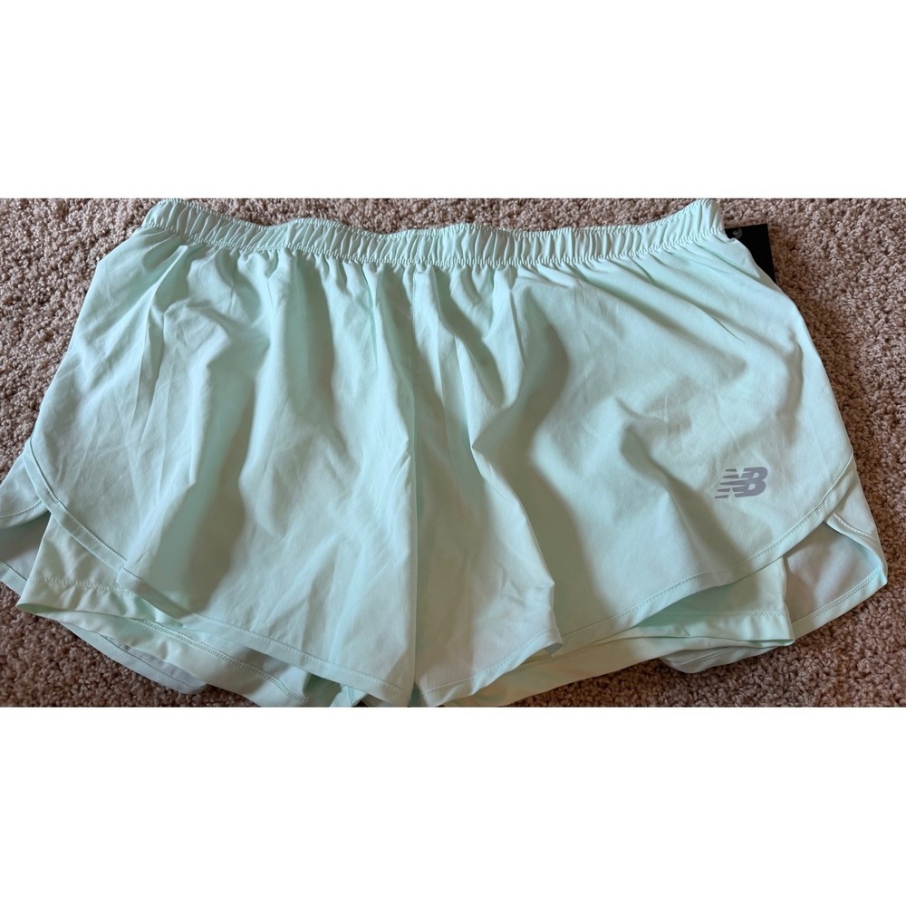 New Balance Womens Impact Run 2-in-1 Running Shorts Mint Green XL NWT